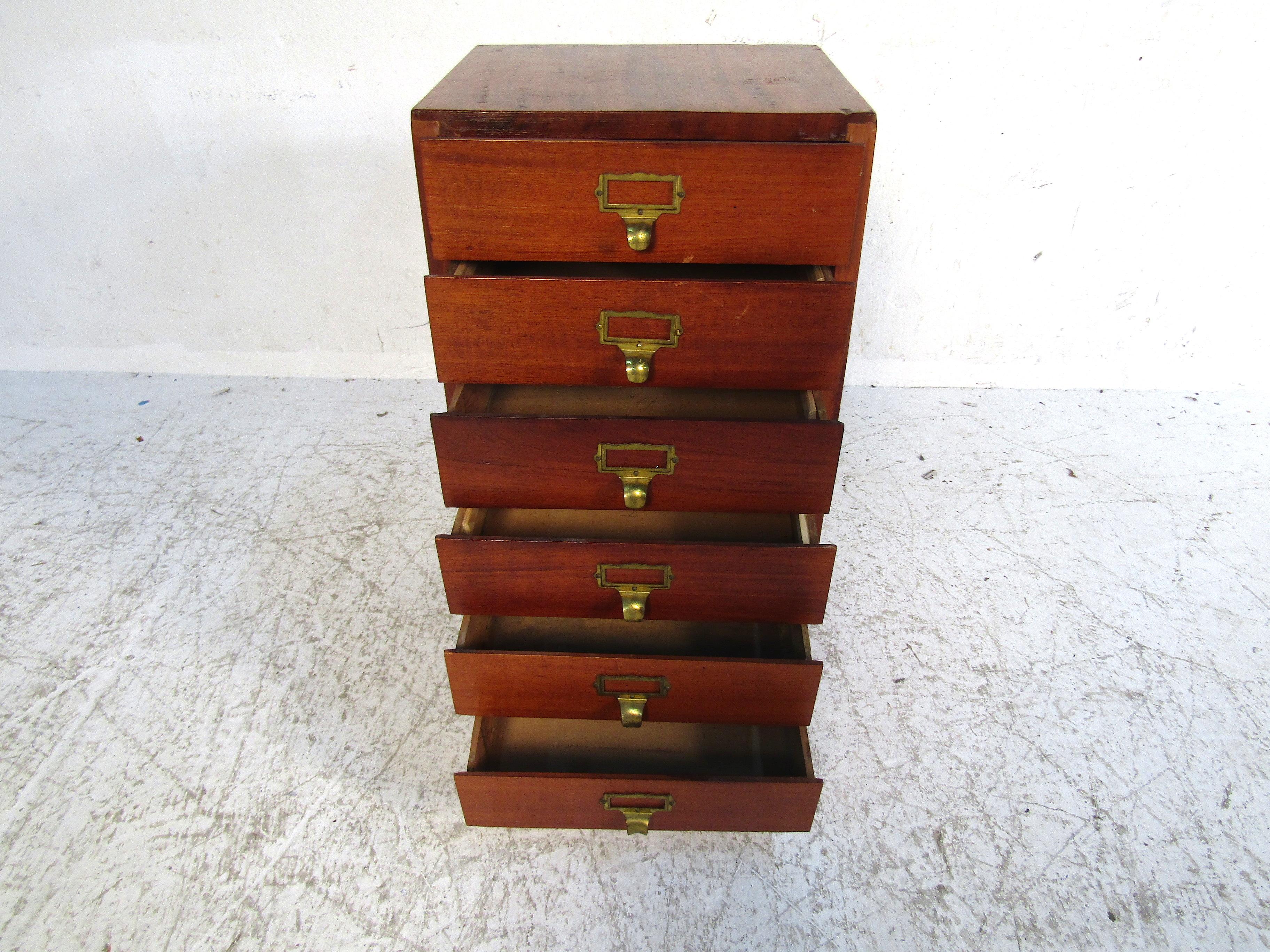 Small Midcentury Teak File Cabinet In Good Condition In Brooklyn, NY