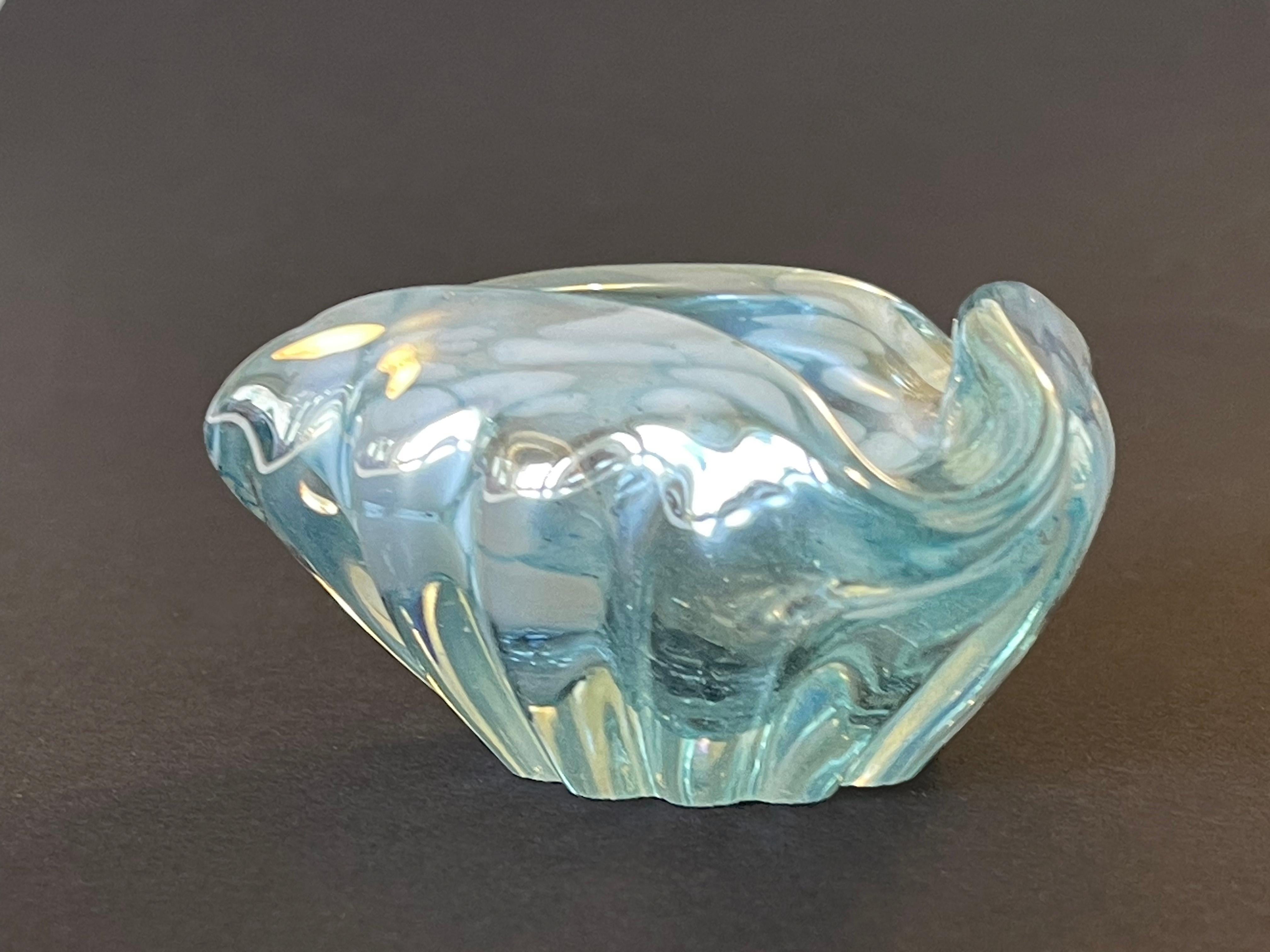 Mid-Century Modern Small Mid-Century Triangle Murano Glass Ashtray Light blue & White, 1960s, Italy