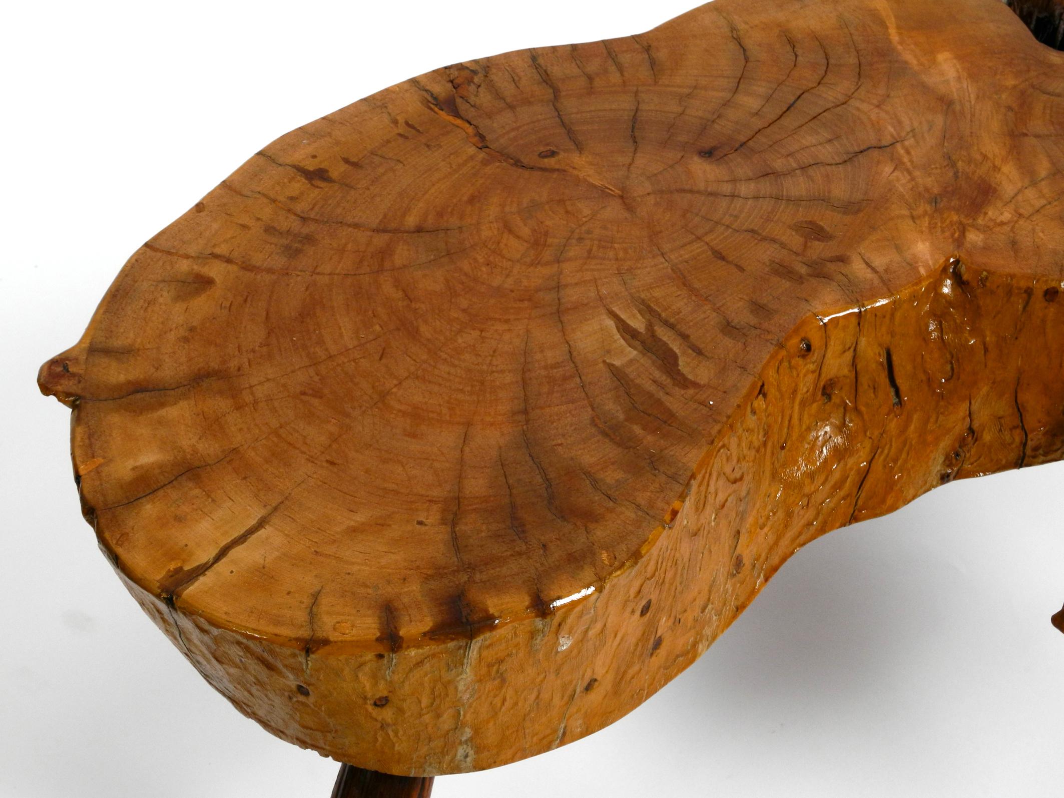 Mid-20th Century Small Mid Century Tripod Side Coffee Table Made from a Thick Tree Slice
