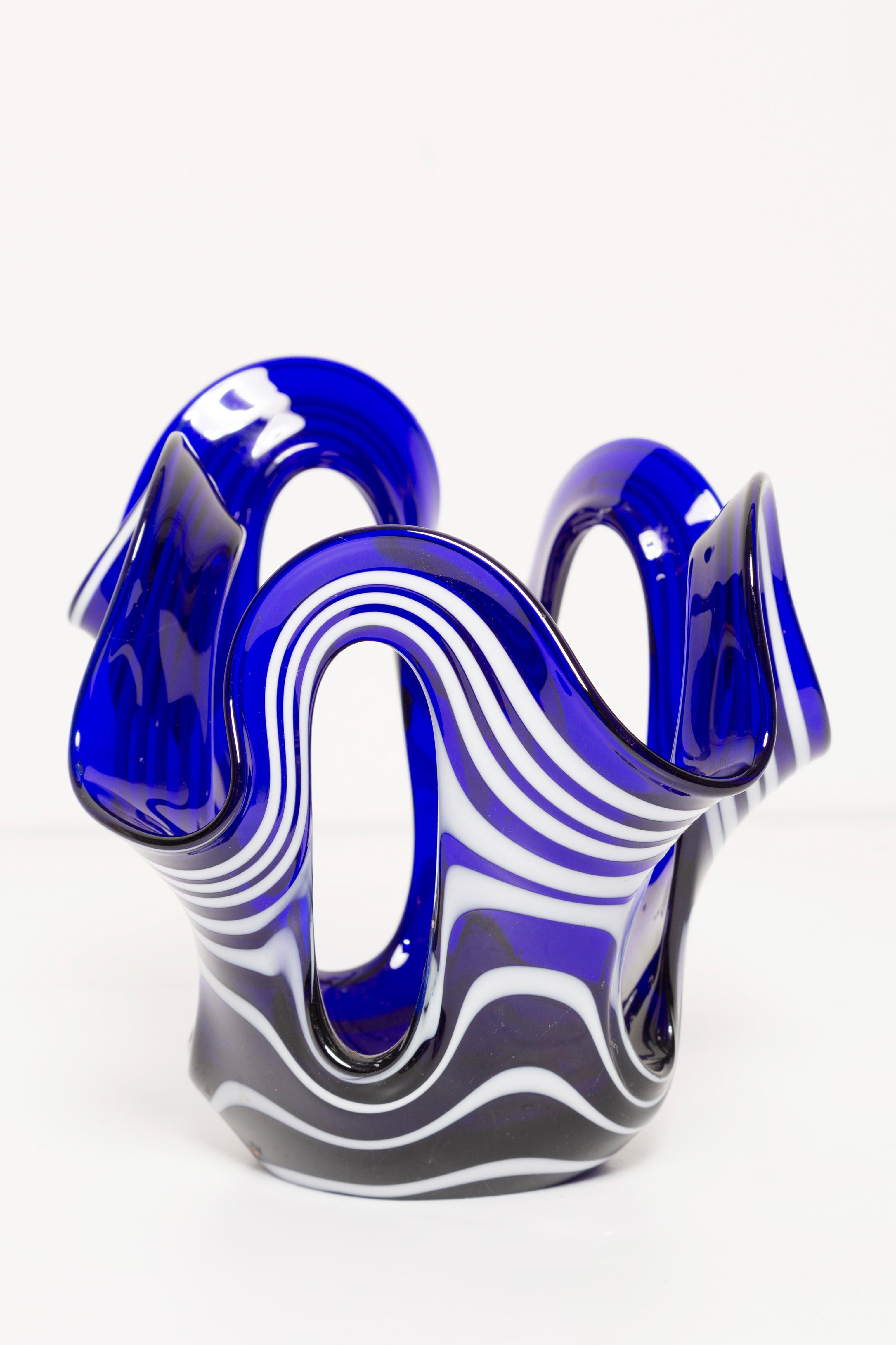 Mid-Century Modern Small Mid-Century Ultramarine Blue and White Vase, Europe, 1960s For Sale
