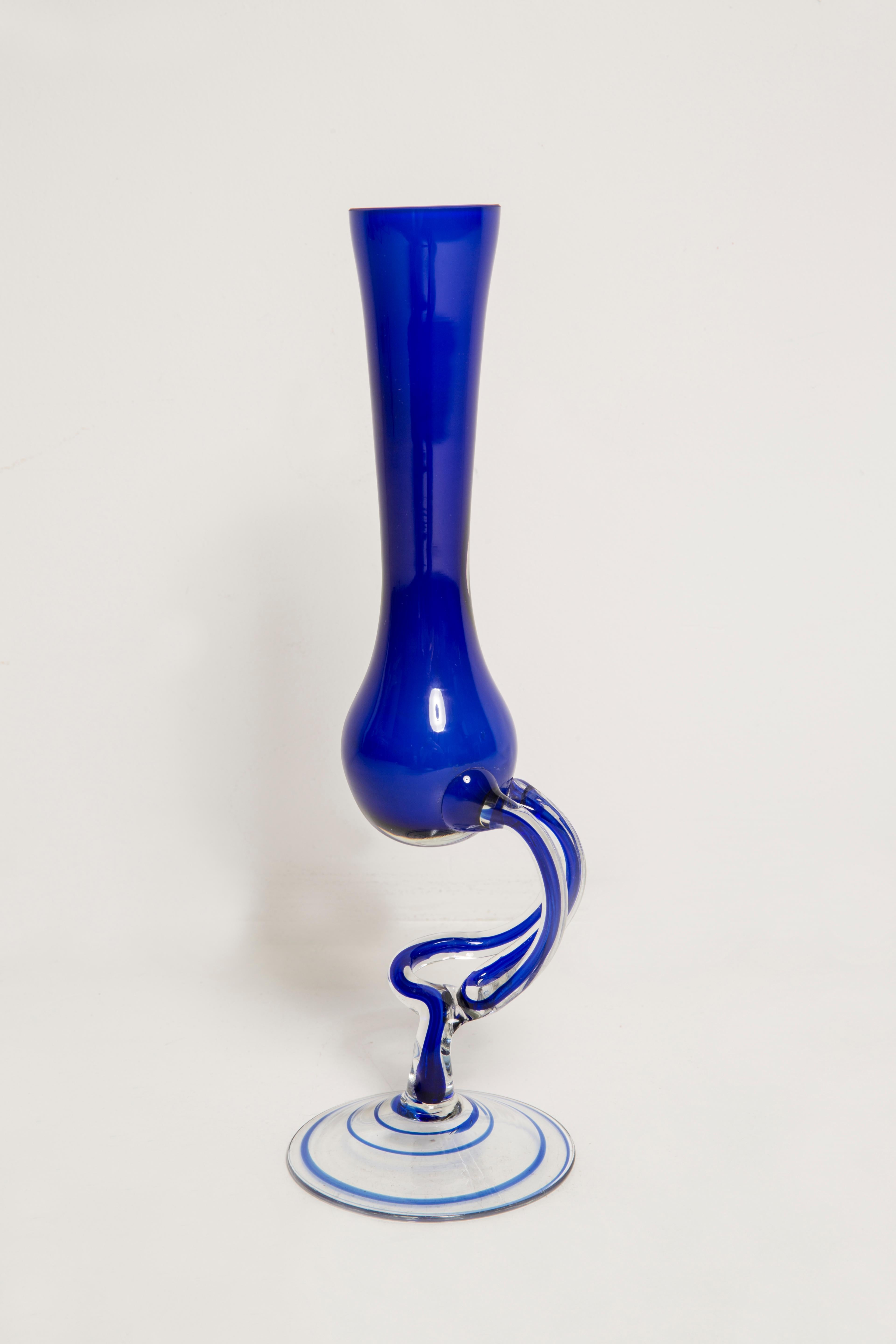Small Mid Century Ultramarine Blue Artistic Vase, Europe, 1960s For Sale 3