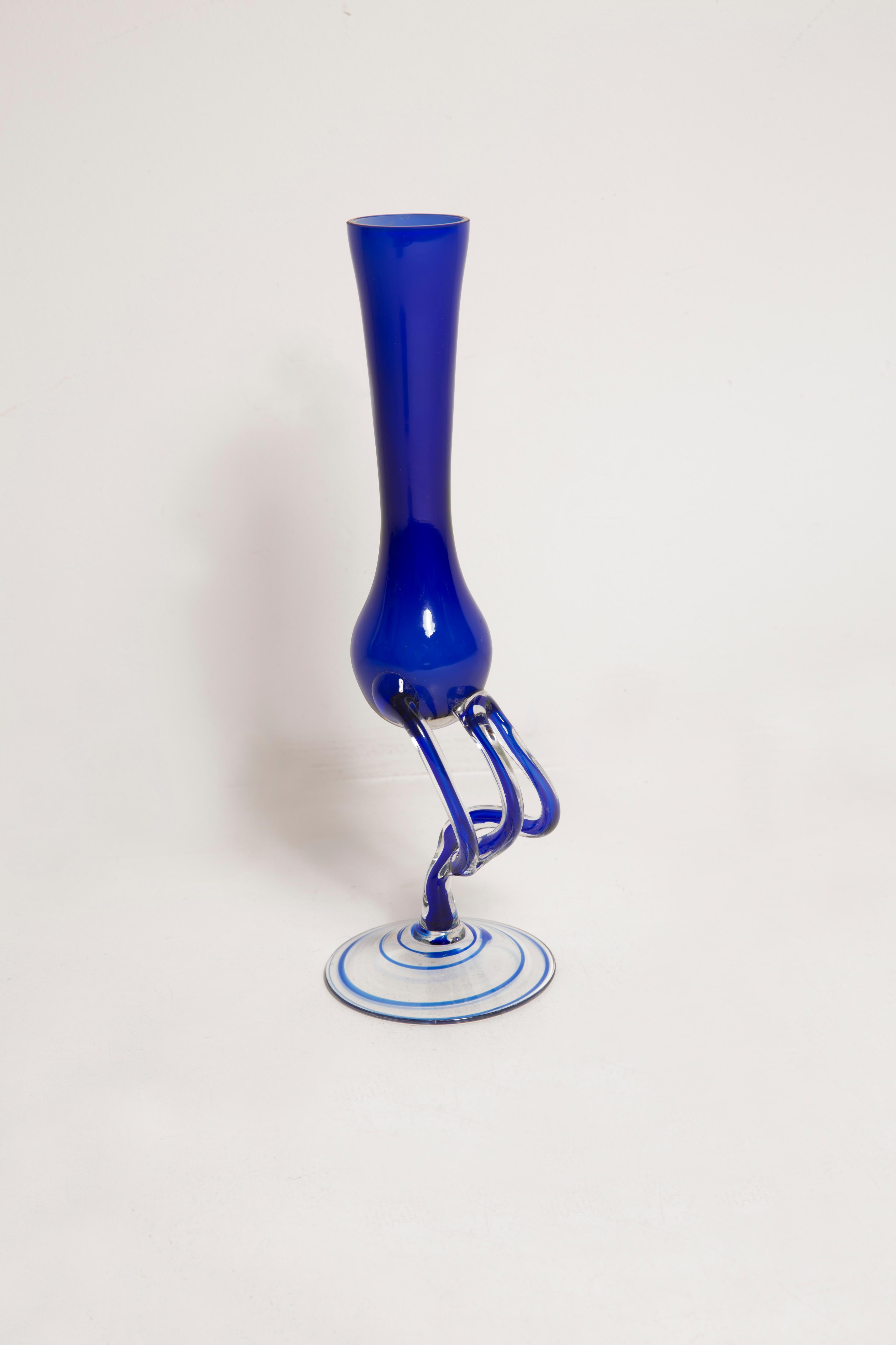 Small Mid Century Ultramarine Blue Artistic Vase, Europe, 1960s For Sale 1
