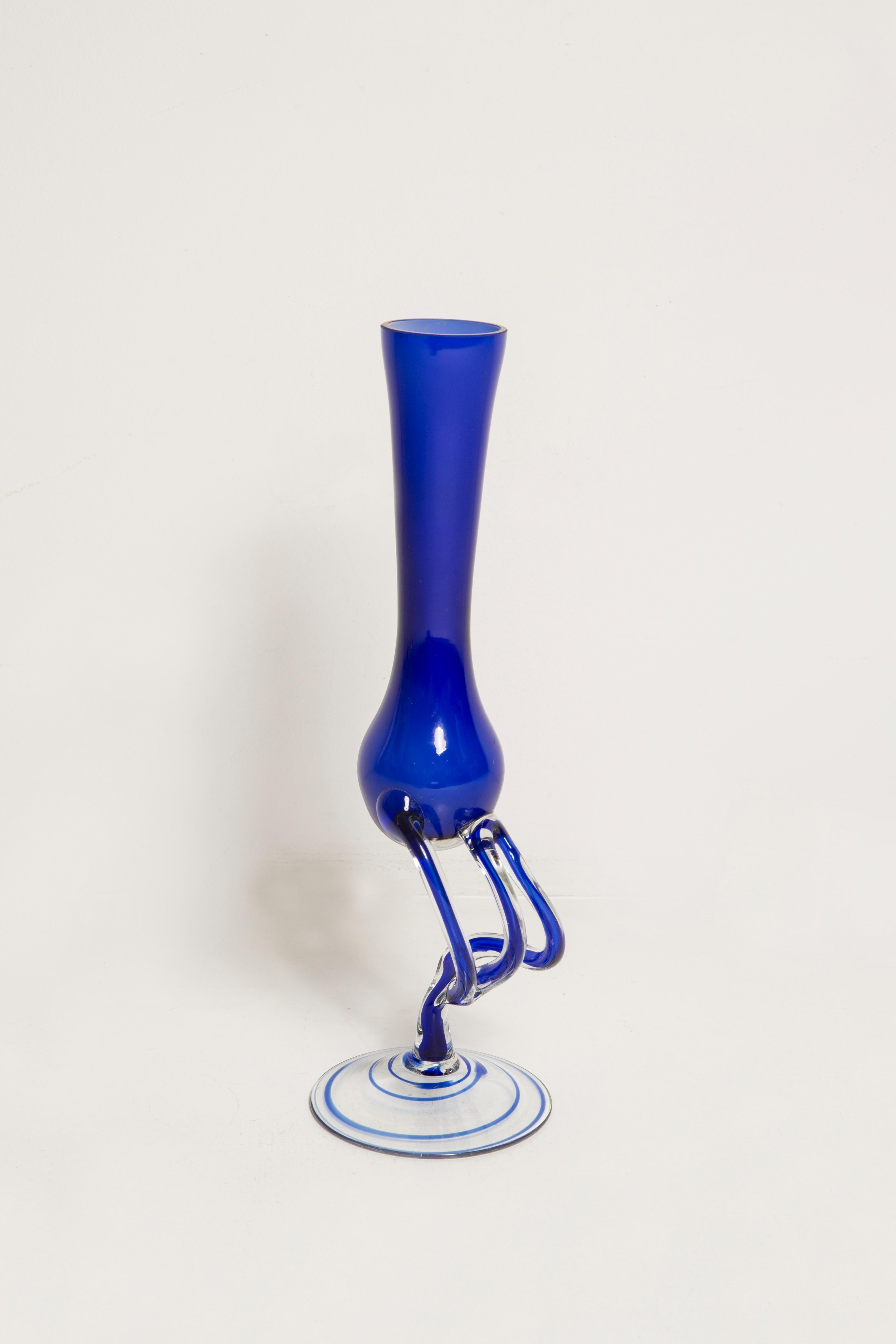 Small Mid Century Ultramarine Blue Artistic Vase, Europe, 1960s For Sale 2