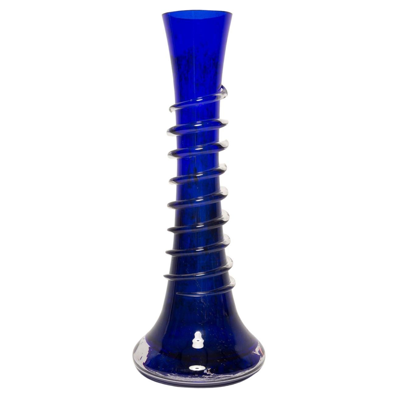 Small Midcentury Ultramarine Blue Vase, Europe, 1960s For Sale