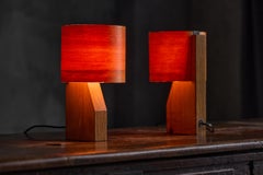 Small Mid-Century Veneer Table Lamps, 1960s