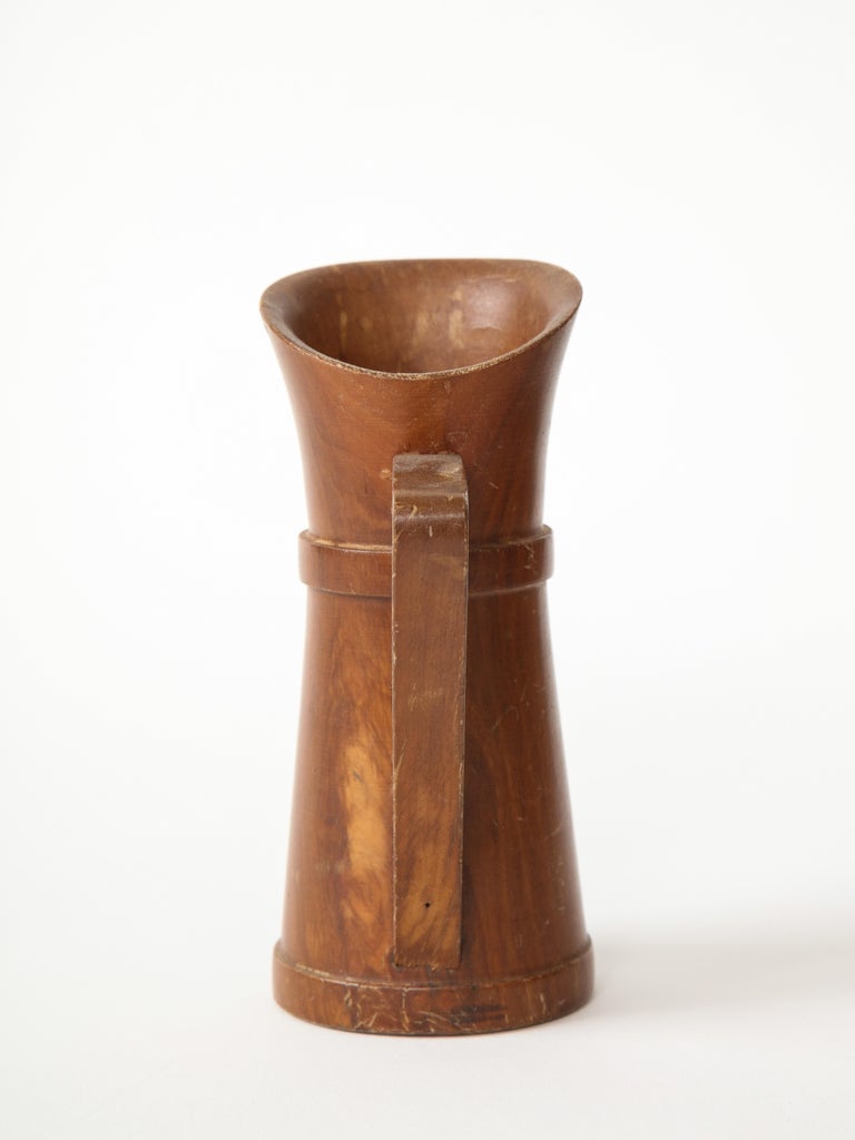 French Small Mid-Century Vintage Wooden Pitcher, France, c. 1950s For Sale