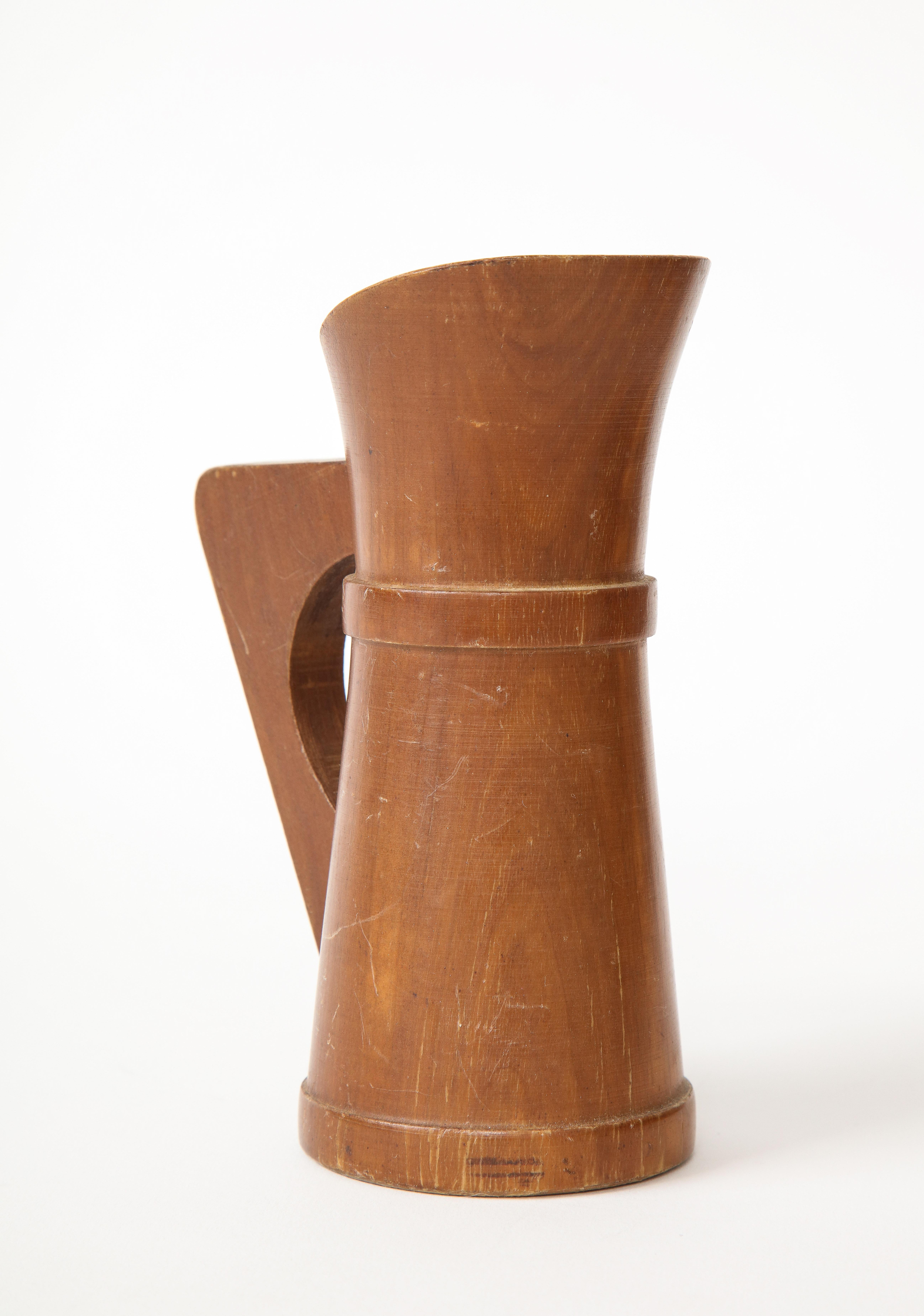 Small Mid-Century Vintage Wooden Pitcher, France, c. 1950s In Good Condition For Sale In New York City, NY