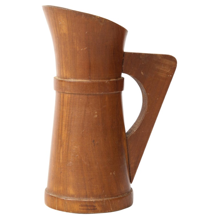 Small Mid-Century Vintage Wooden Pitcher, France, c. 1950s For Sale