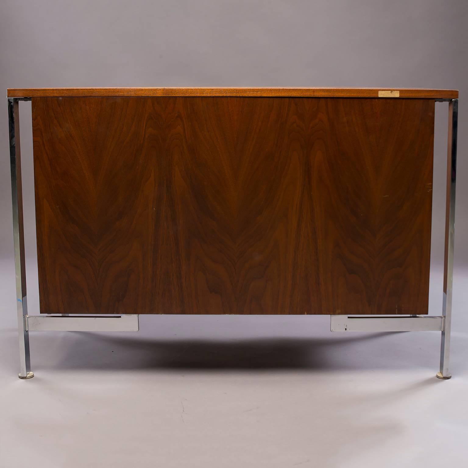 Small Midcentury Walnut and Chrome Cabinet 2