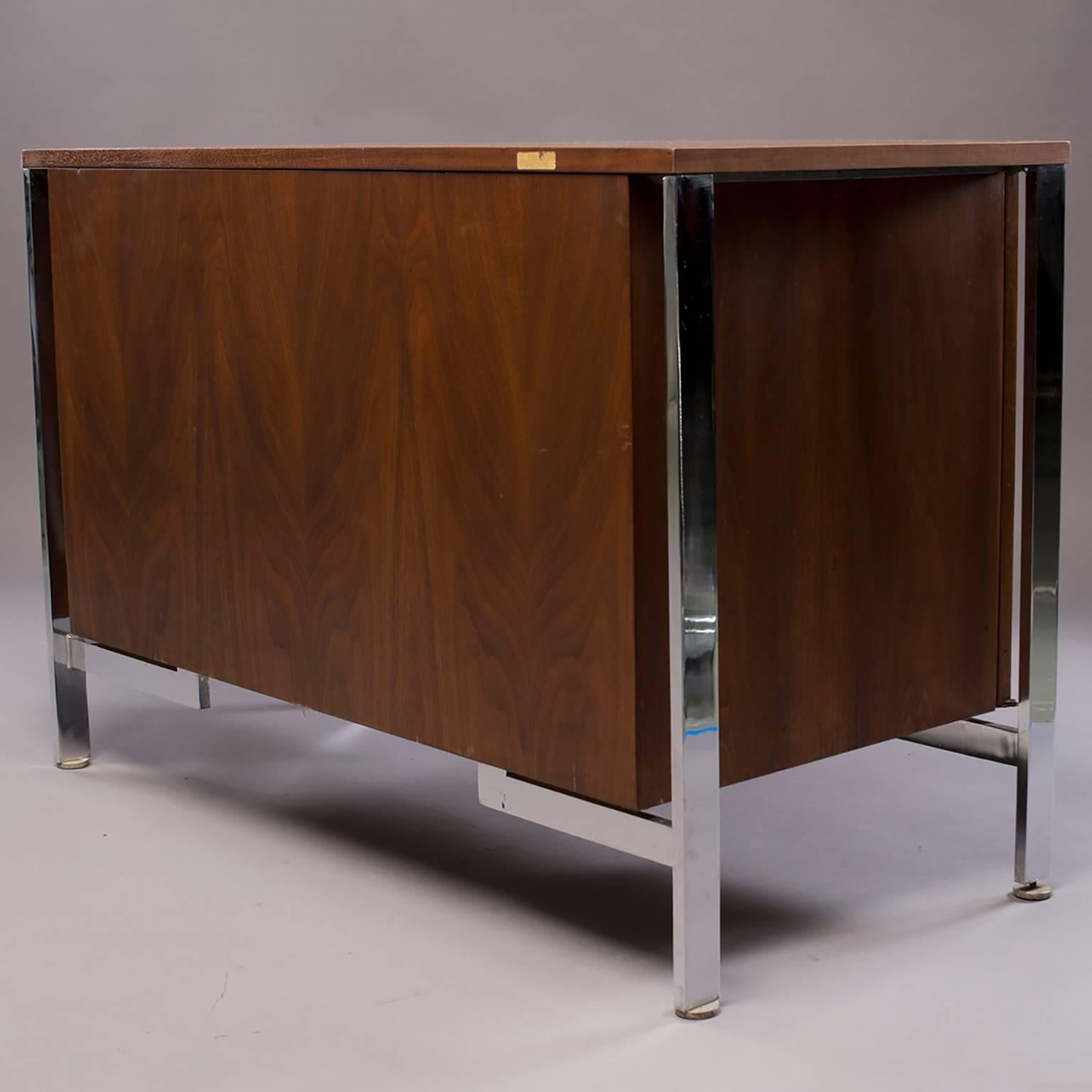 Small Midcentury Walnut and Chrome Cabinet 3