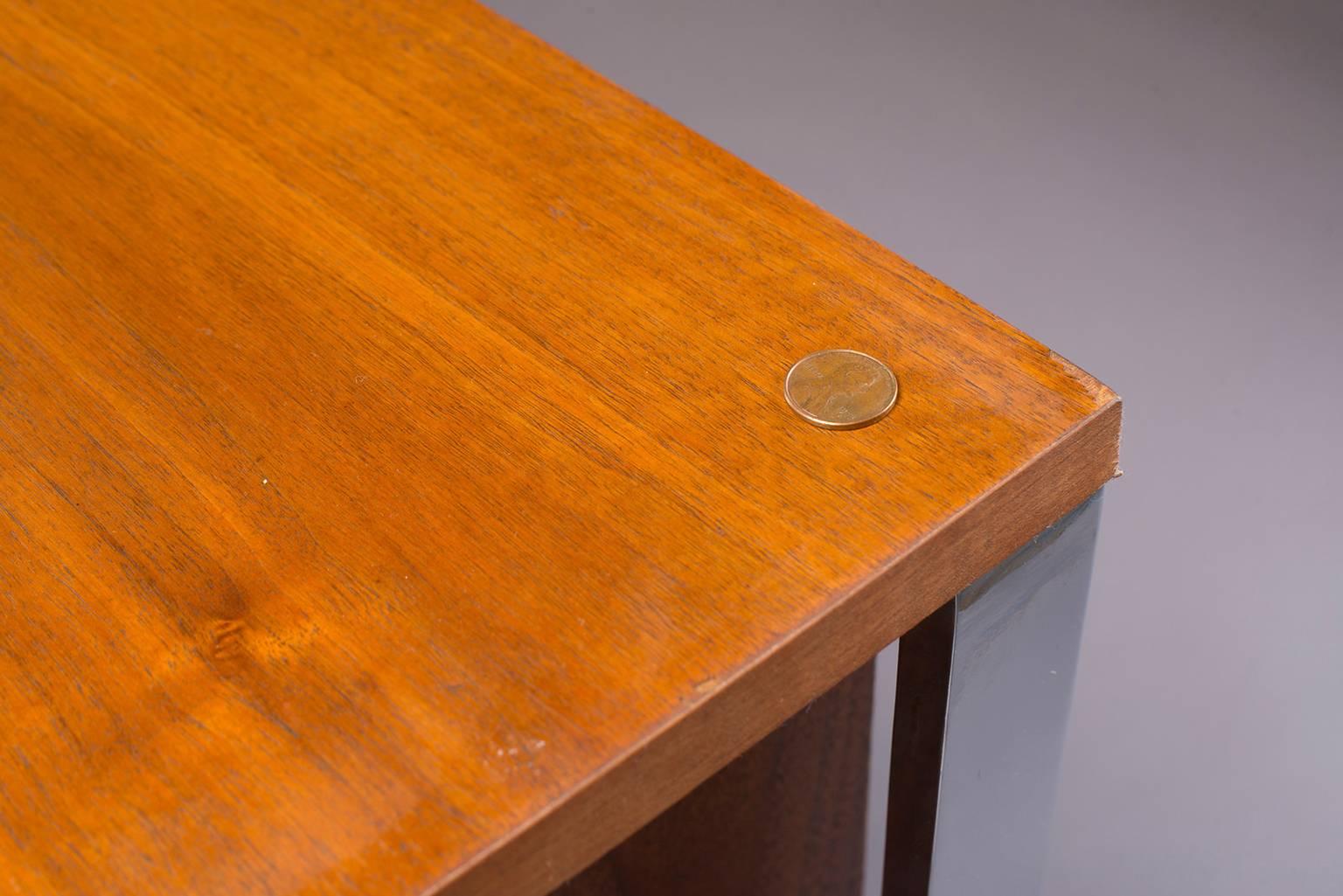 Small Midcentury Walnut and Chrome Cabinet 4
