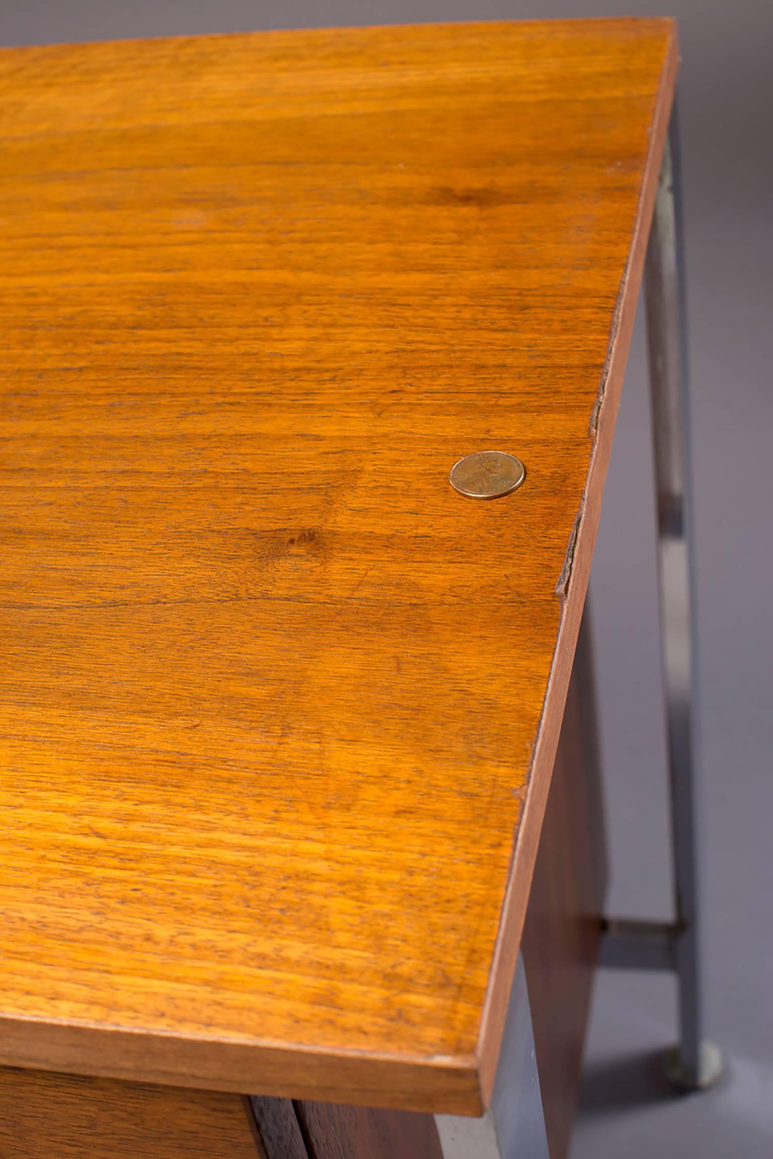 Small Midcentury Walnut and Chrome Cabinet 5