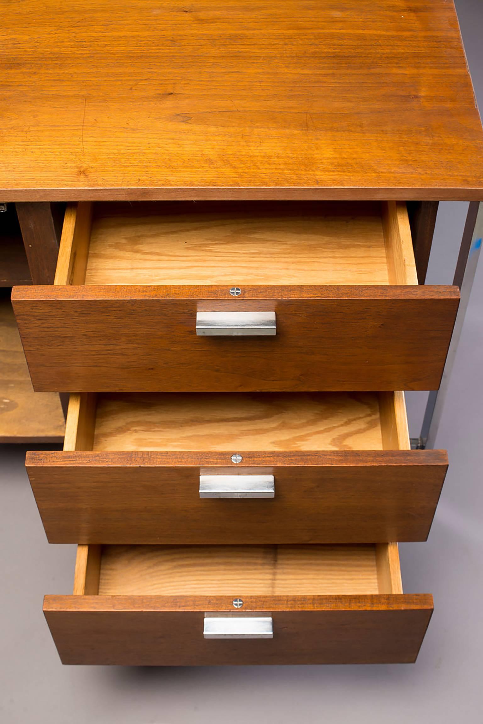 Mid-Century Modern Small Midcentury Walnut and Chrome Cabinet