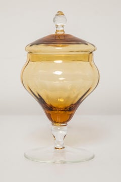 Small Mid-Century Yellow Empoli Vase for Candy or Jewelry Box, Italy, 1960s