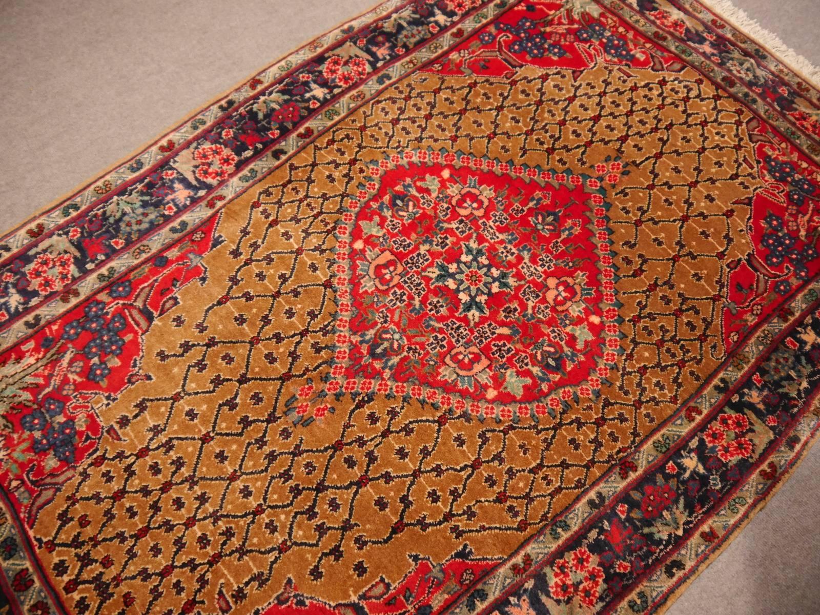 Hand-Knotted Small Midcentury Kurdi Rug