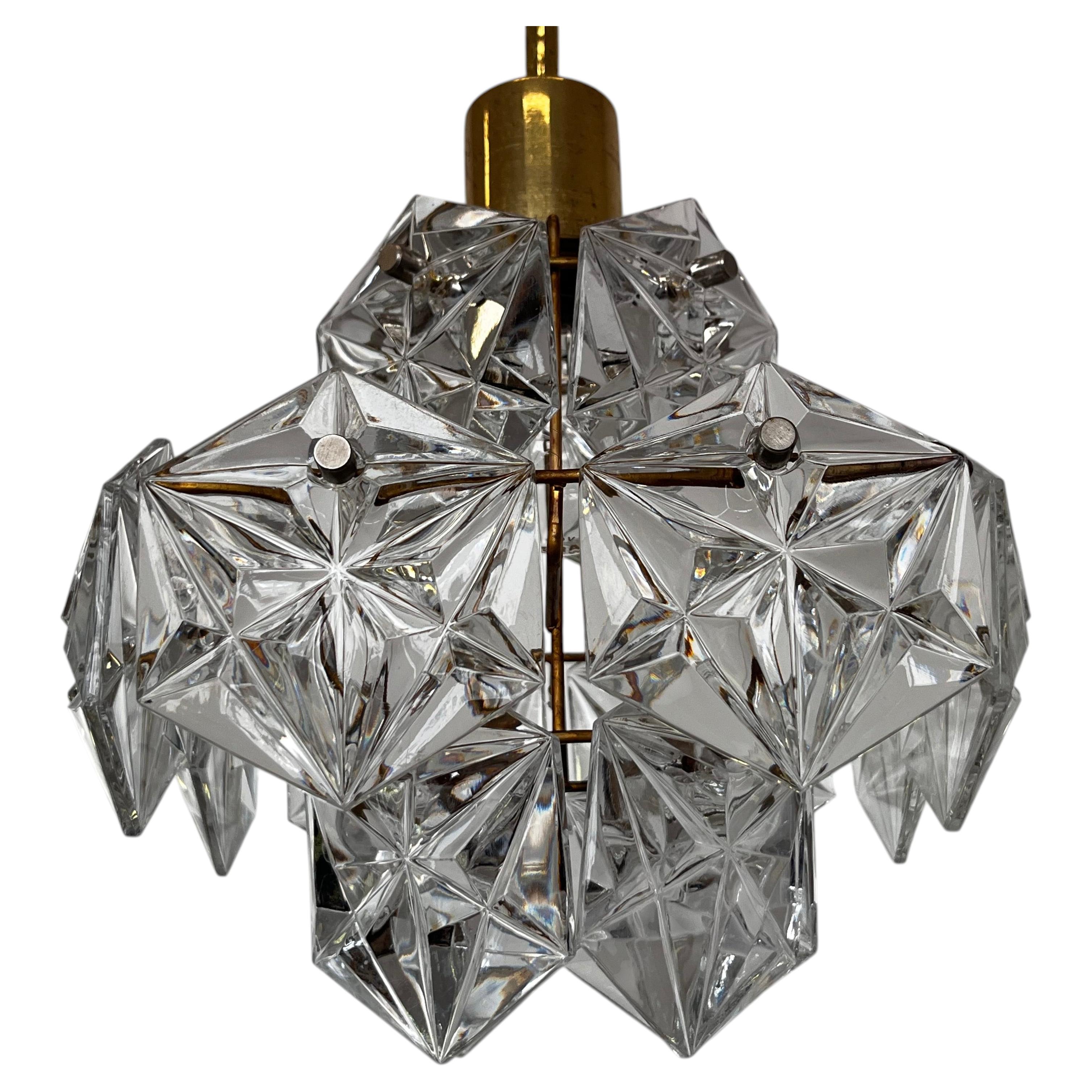 Small Midcentury Glass Chandelier/pendant by Kinkeldey, Germany, 1970s