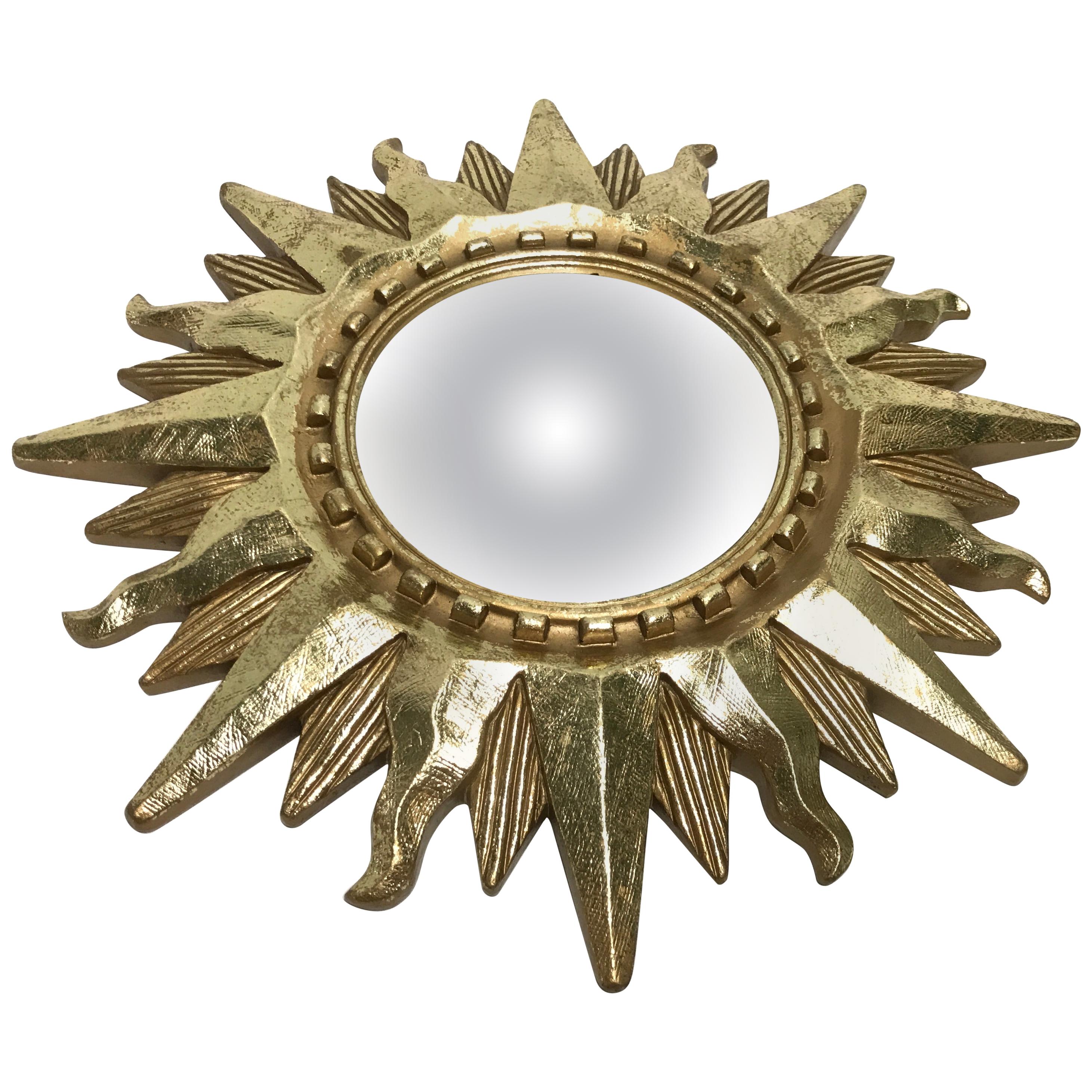 Small Midcentury Golden Sunburst Mirror