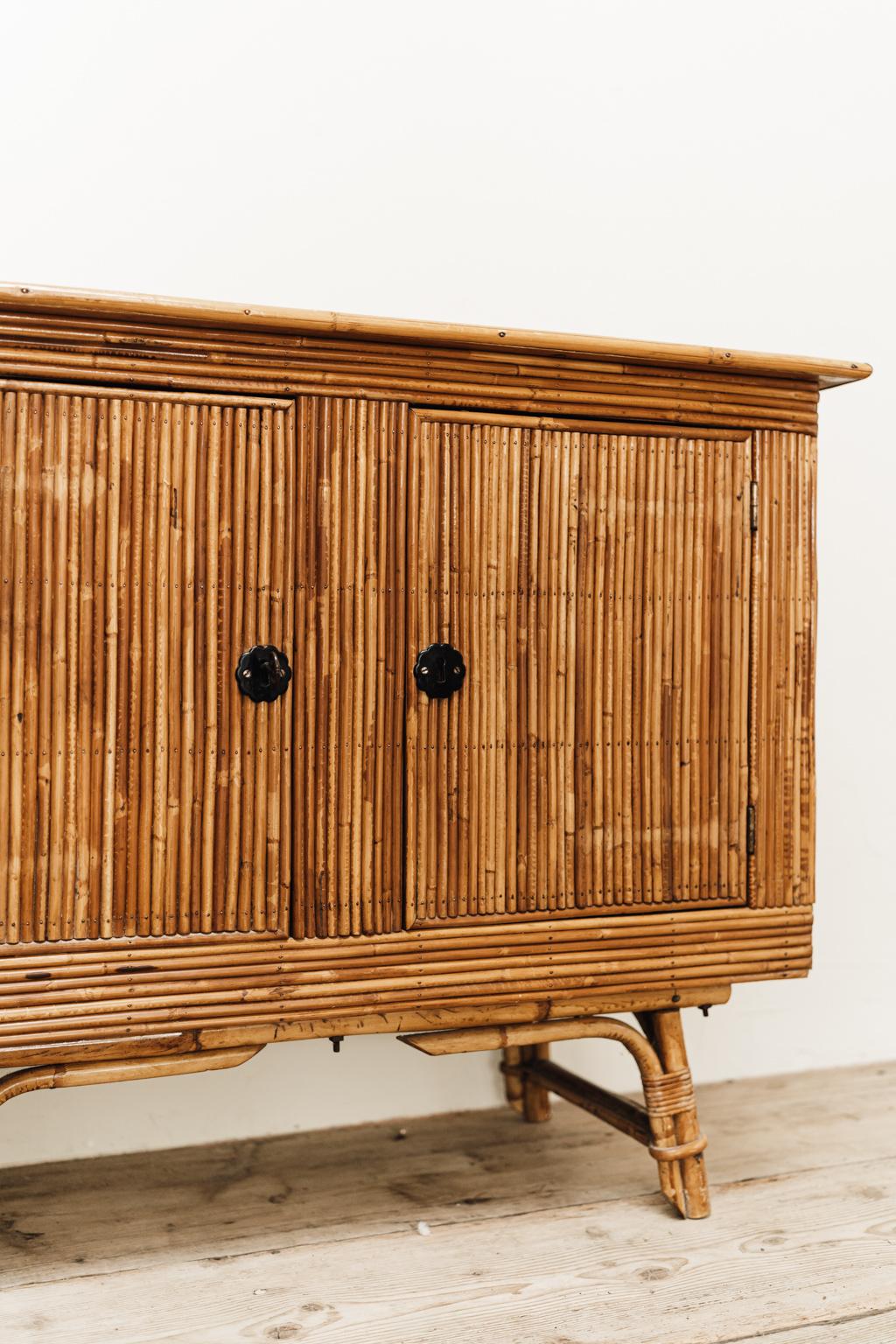 mid century rattan cabinet