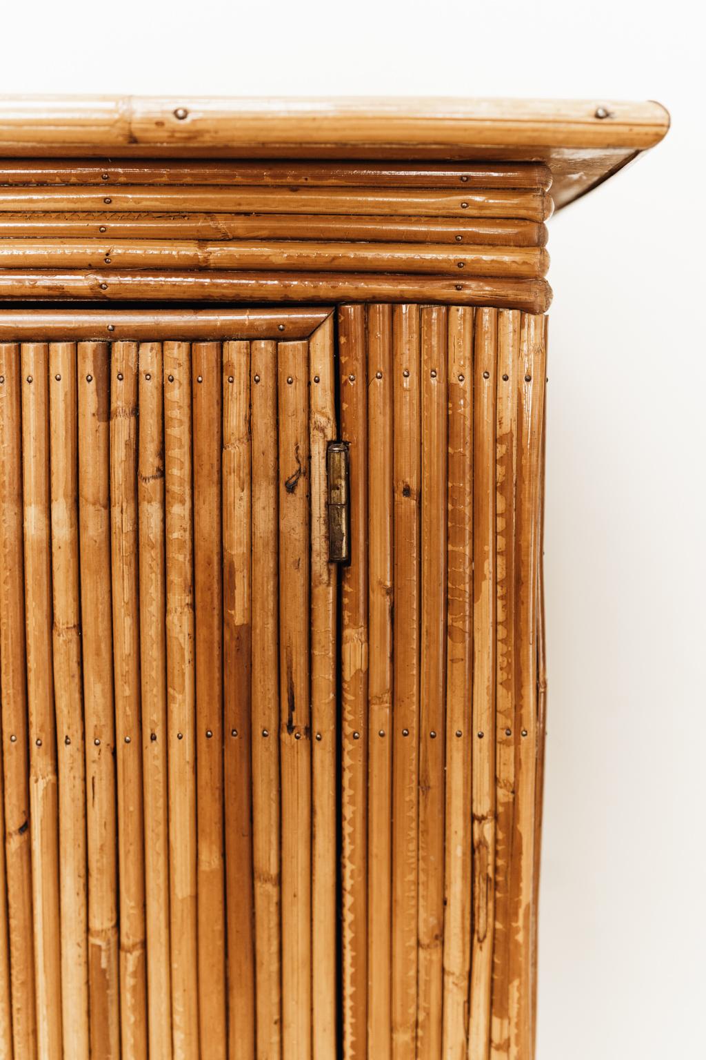 French Small Midcentury Rattan Cabinet