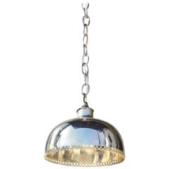 Vintage Small Mid-20th Century Silver Pendant Light