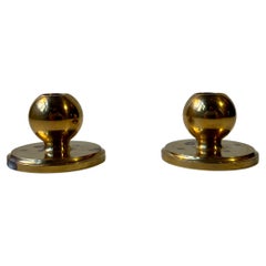 Vintage Small Midcentury Spherical Candlesticks in Bronze