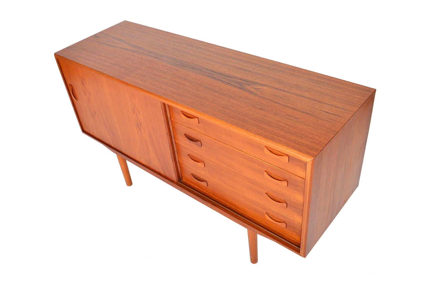 20th Century Small Midcentury Teak Sliding Door Credenza by Clausen and Søn