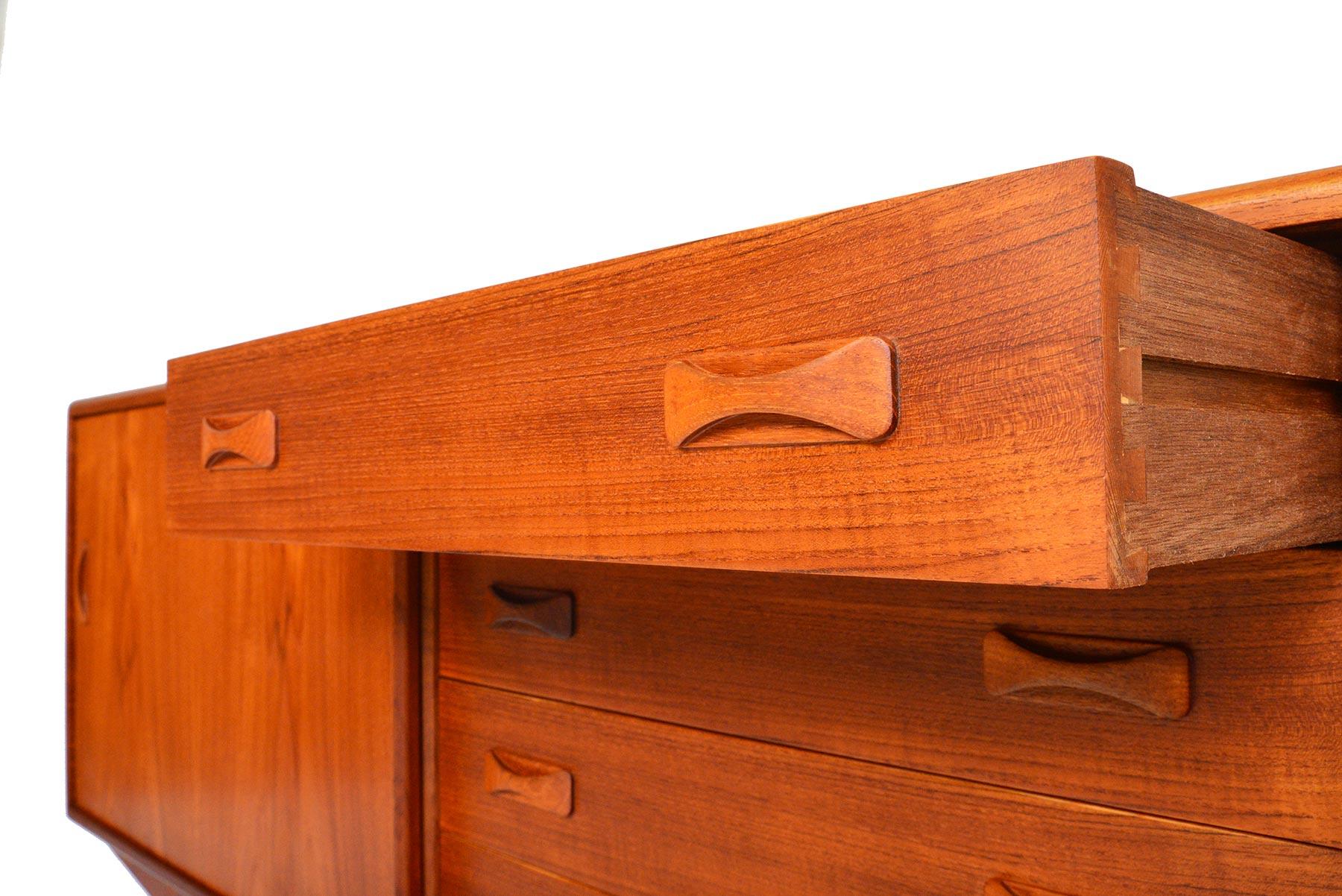 Small Midcentury Teak Sliding Door Credenza by Clausen and Søn 2