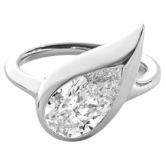 Small Mika Pinky Ring in White Gold with Pear Diamond, Right