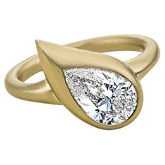 Small Mika Pinky Ring with Pear Diamond, Left