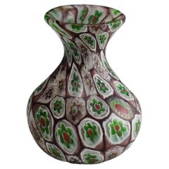 Small Millefiori Vase in Purple, Green and White, Fratelli Toso Murano, 1910