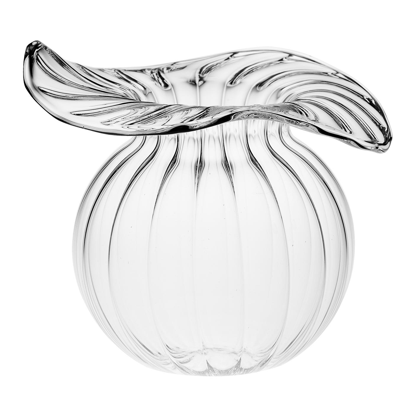 Contemporary Small Millerighe Round Clear Glass Vase by Casarialto For Sale