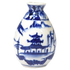 Petit vase chinois miniature bleu et blanc