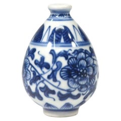 Pequeño jarrón chino miniatura azul y blanco