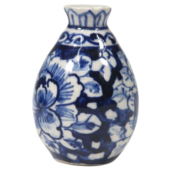 Small Miniature Blue and White Chinese Vase For Sale