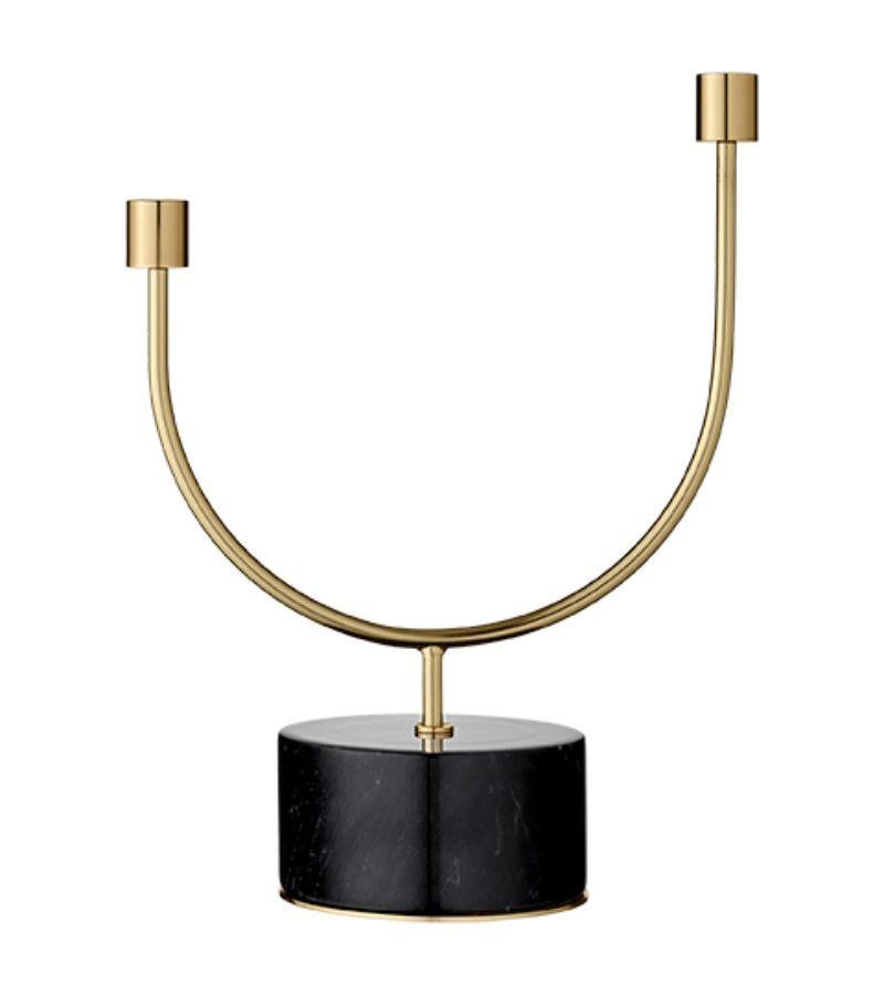 Small Minimalist candleholder 
Dimensions: D 25.4 x W 12 x H 31.5 cm 
Materials: Steel. Marble. 
Also available in sizes medium and large.

With a solid marble base and exquisite brass or black details, the Grasil candleholders provide a unique