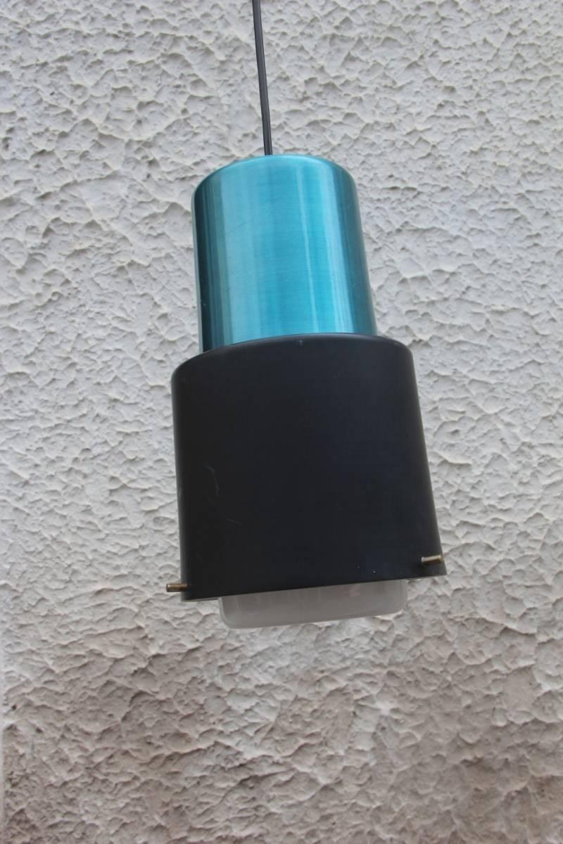 Small Minimalist Chandelier Single-Lamp in Lacquered Stilux, 1960 In Good Condition For Sale In Palermo, Sicily