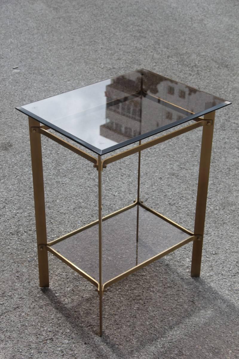 Small Minimalist Shelf Brass and Shaped Glass In Good Condition In Palermo, Sicily