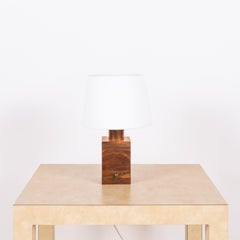 Small Minimalist Teak Lamp with Parchment Paper Shade