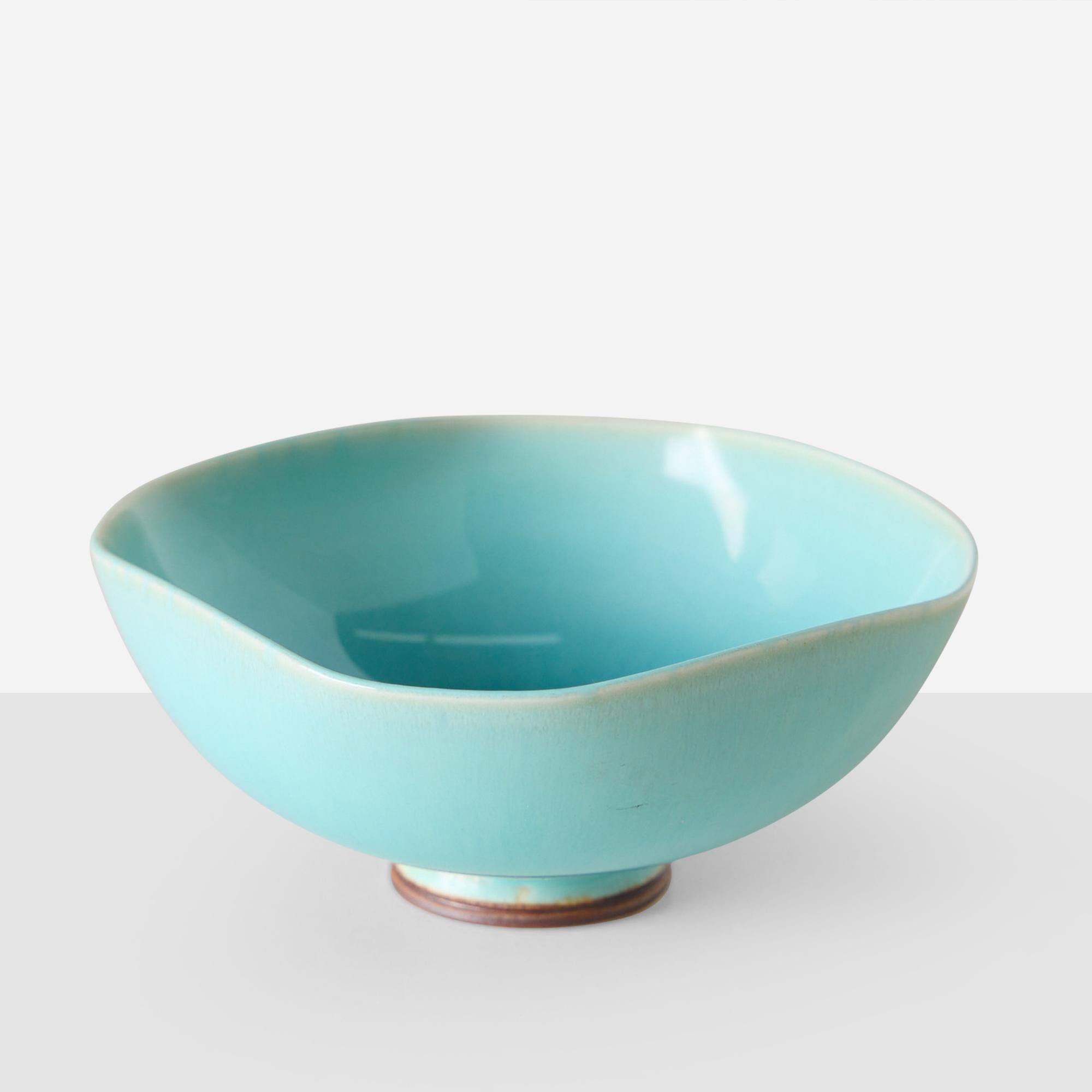 Modern Small Mint Colored Ceramic Bowl by Berndt Friberg For Sale