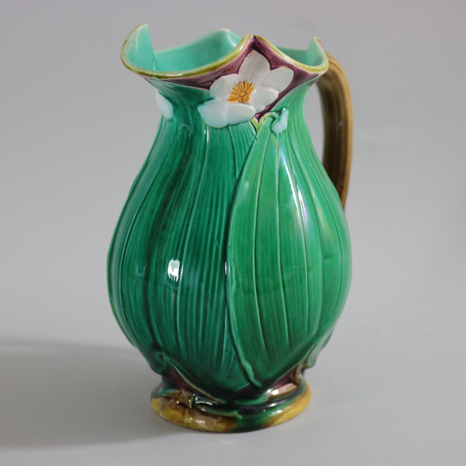 Small Minton Majolica Lily Jug/Pitcher For Sale 1
