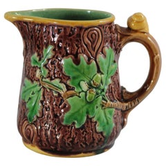 Small Minton Majolica Oak Jug/Pitcher with Snail Handle