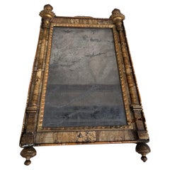 Small Mirror, Carved, Gilded and Marbled Wood, 19th Century Italy