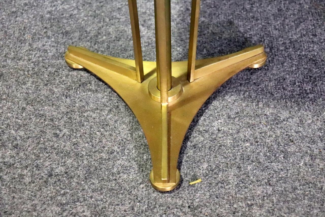Small Mirror Top Brass Art Deco Style Gueridon End Table In Good Condition For Sale In Swedesboro, NJ