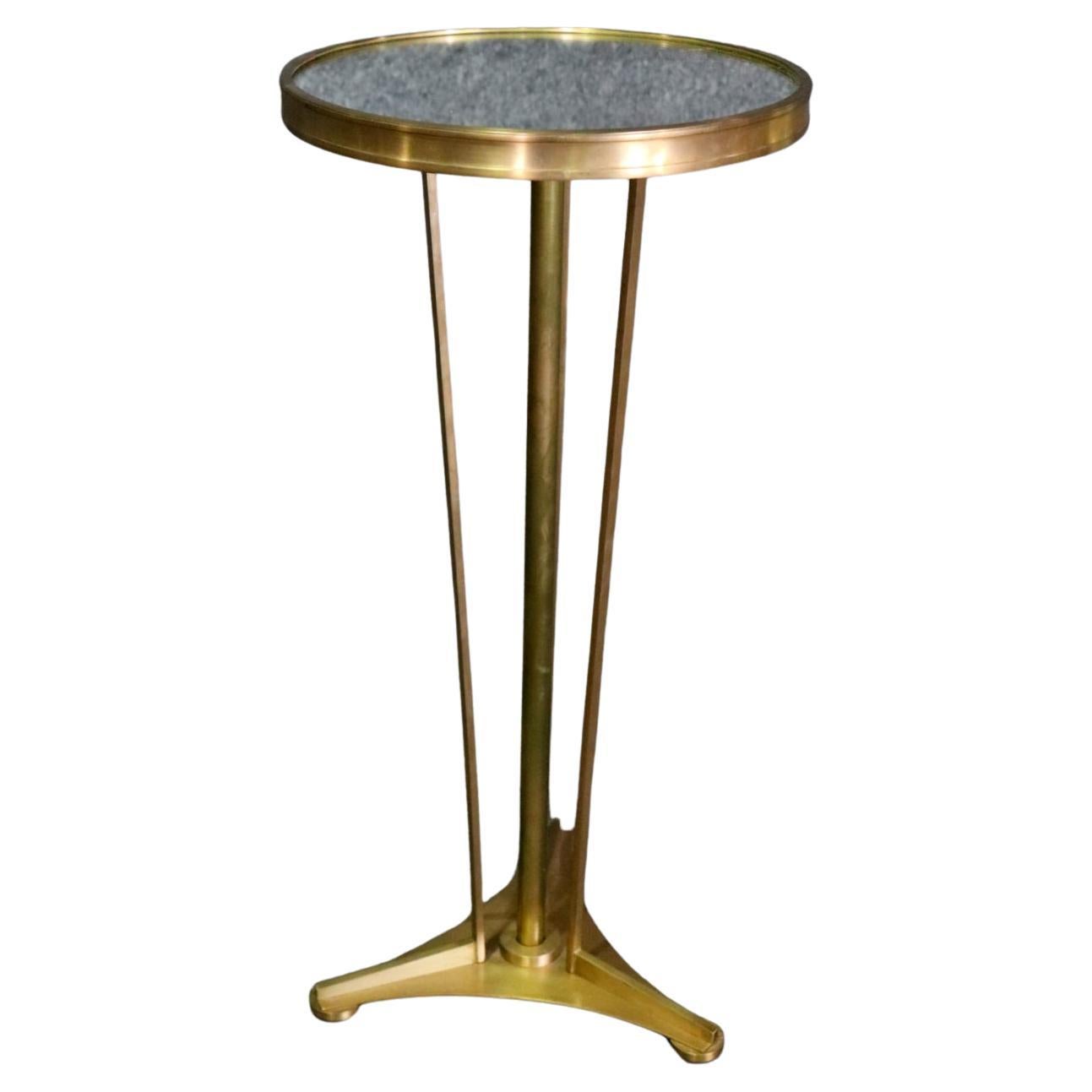 Small Mirror Top Brass Art Deco Style Gueridon End Table For Sale