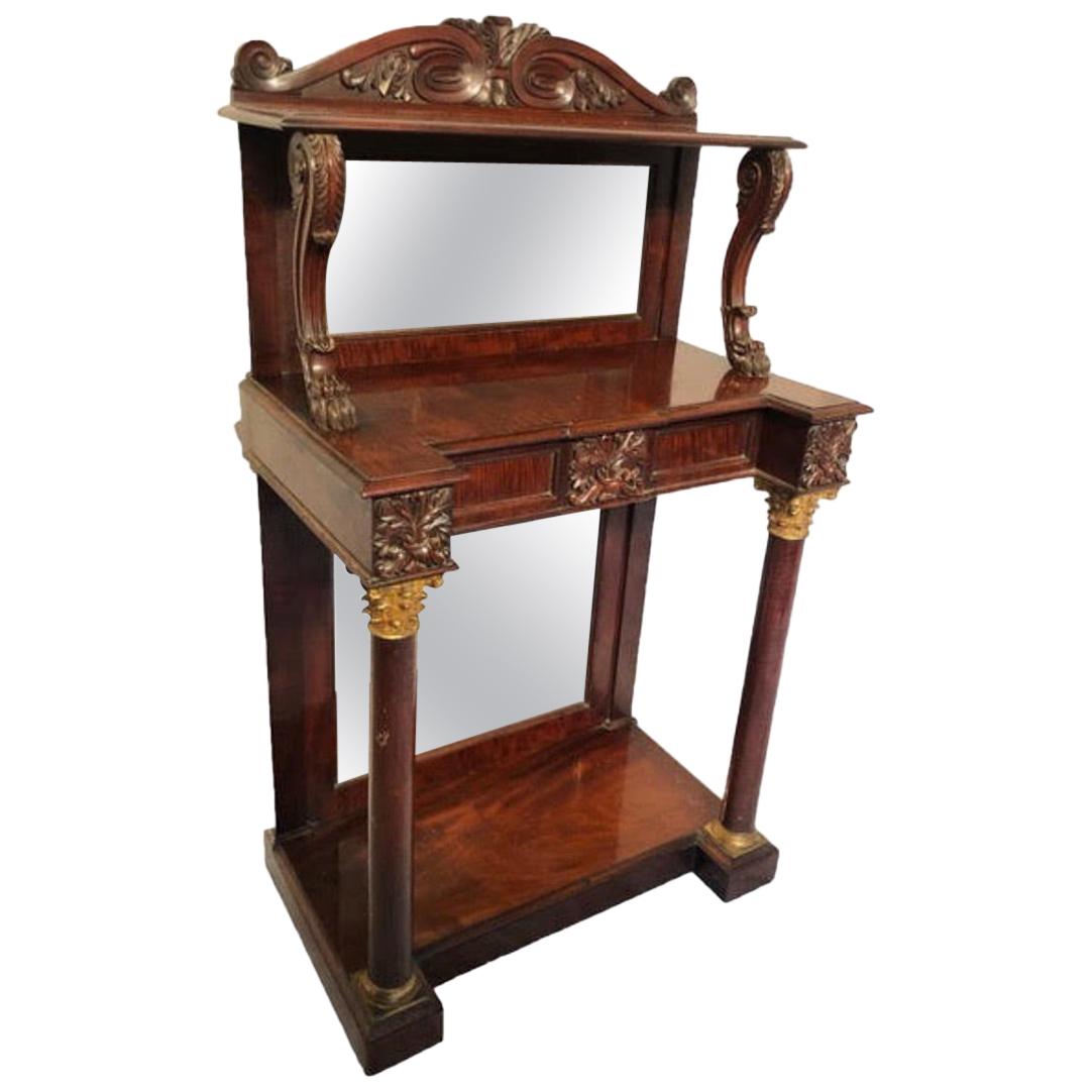 Petite table d'appoint/console en acajou avec miroir, vers 1840 en vente