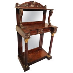 Antique Small Mirrored Mahogany Side Table/Console, circa 1840