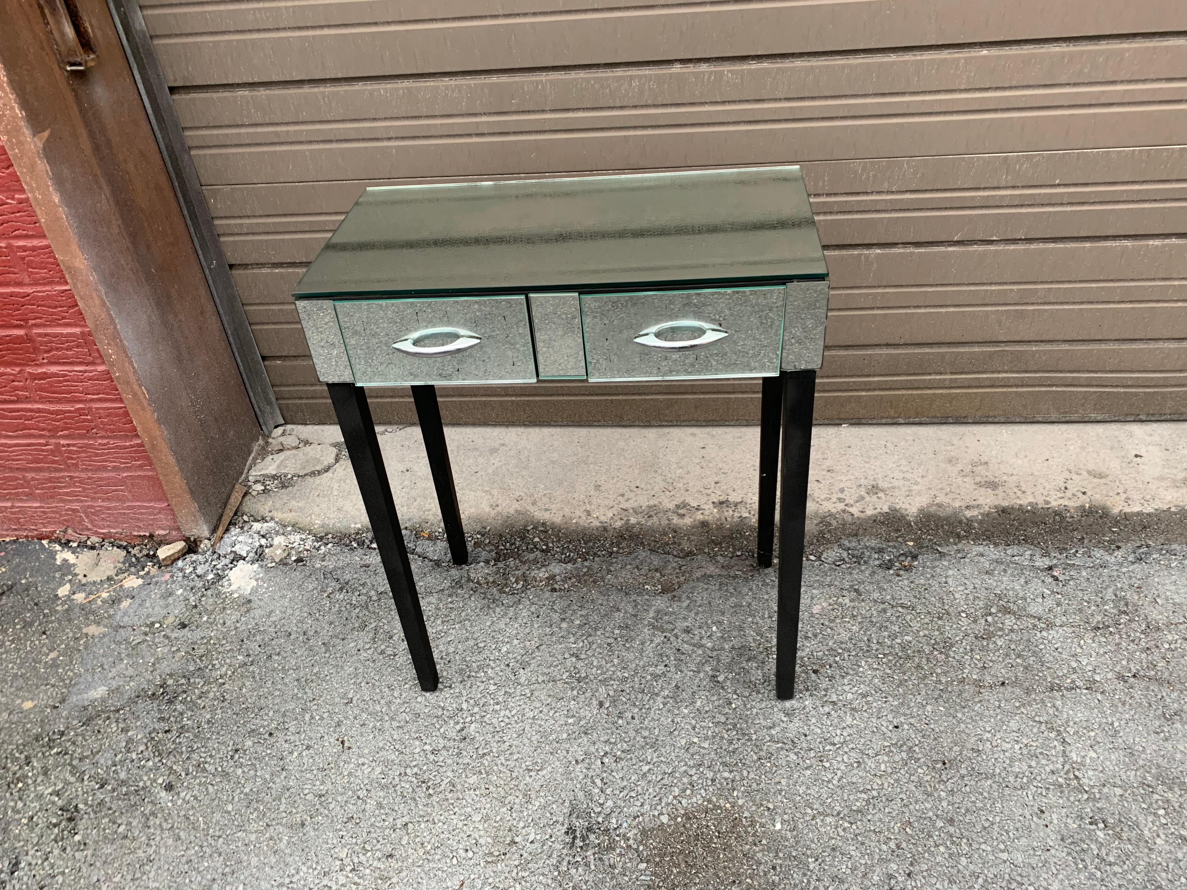 Mid-Century Modern Small Mirrored Vanity Console Table For Sale