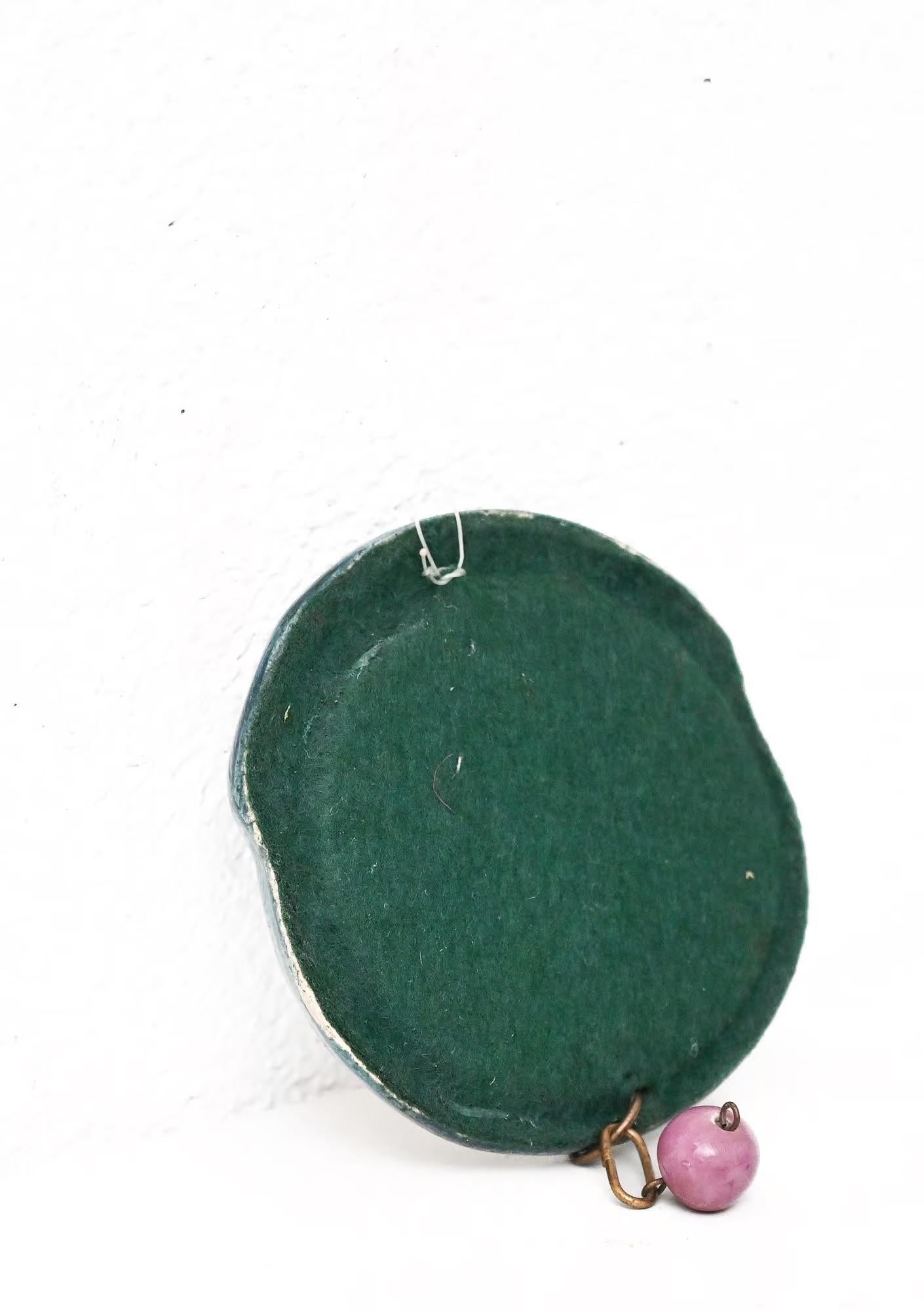 Petit miroir de poche circulaire en céramique Mithé Espelt Bon état - En vente à Henley-on Thames, Oxfordshire