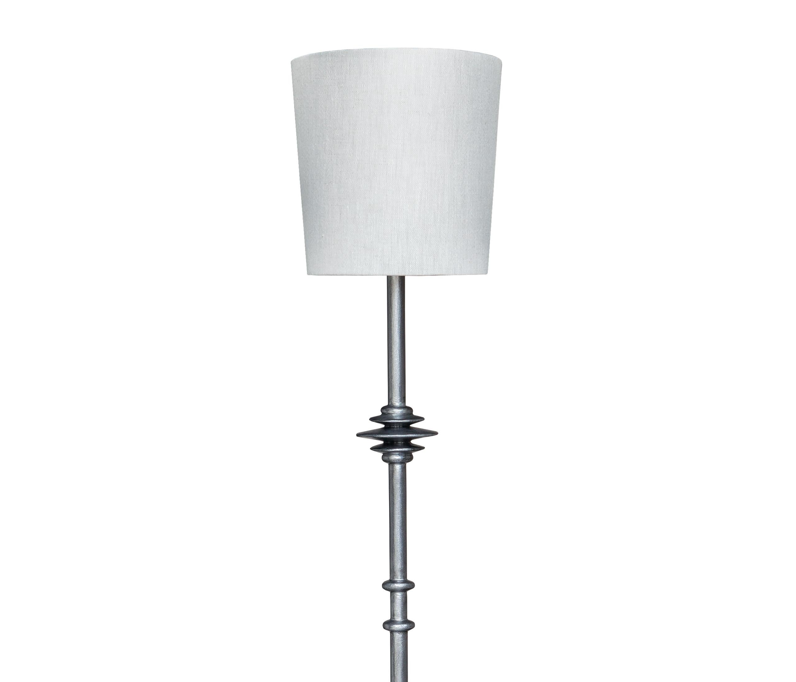 Modern Small “Mittis” Floor Lamp, Antique Silver Plaster Finish  For Sale
