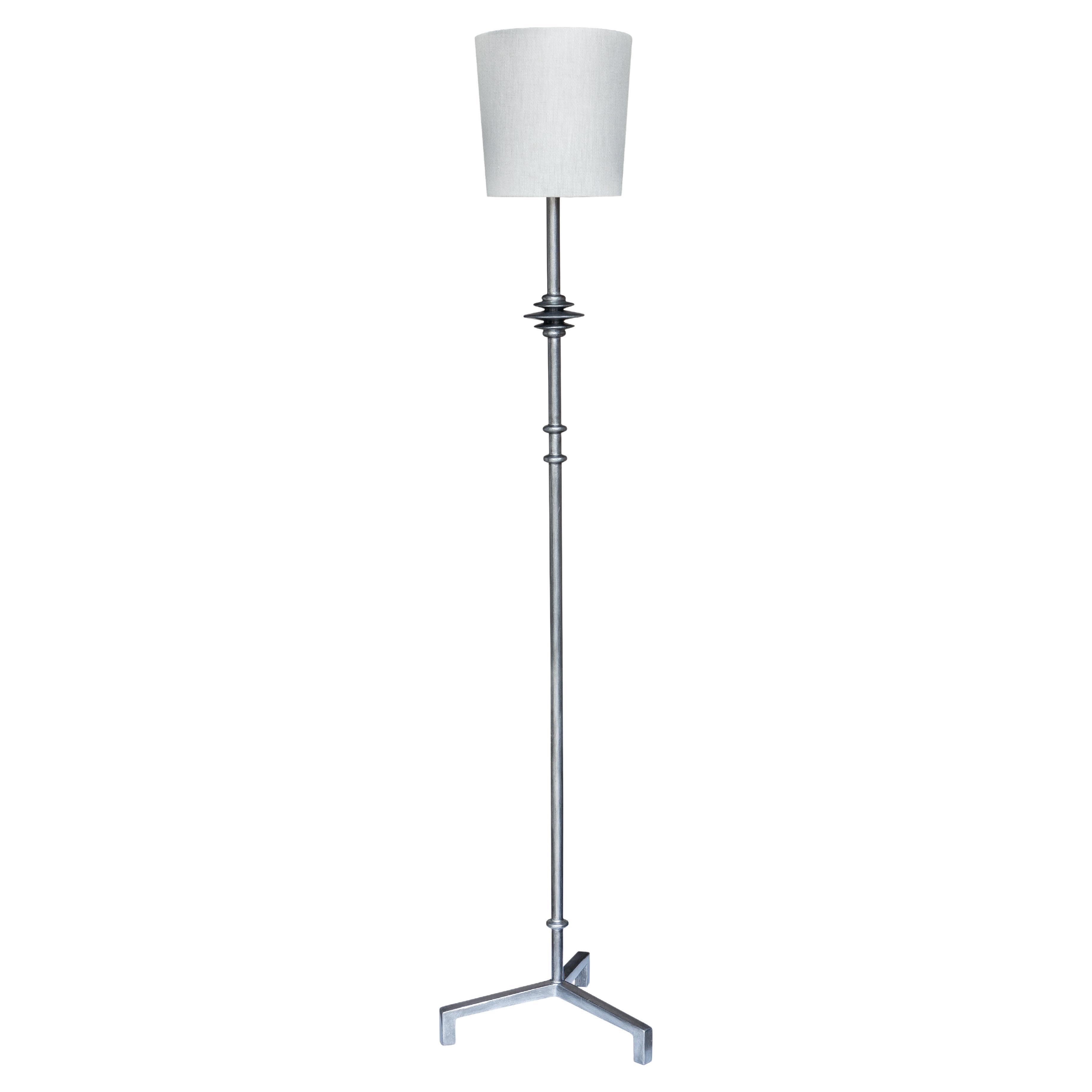 Small “Mittis” Floor Lamp, Antique Silver Plaster Finish  For Sale